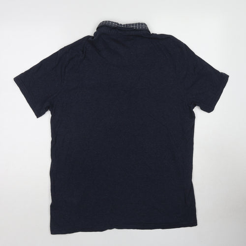 Tailor & Cutter Mens Blue Cotton Polo Size L Collared Pullover