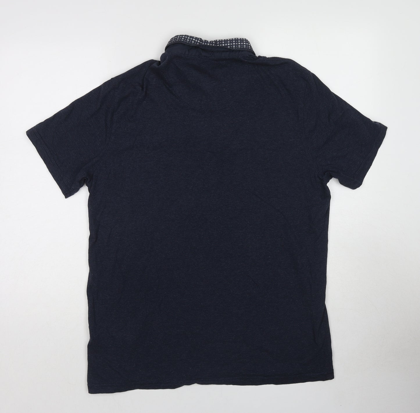 Tailor & Cutter Mens Blue Cotton Polo Size L Collared Pullover