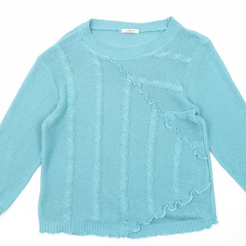 Simply Stockshop Womens Blue Round Neck Acrylic Pullover Jumper Size L - Size L-XL