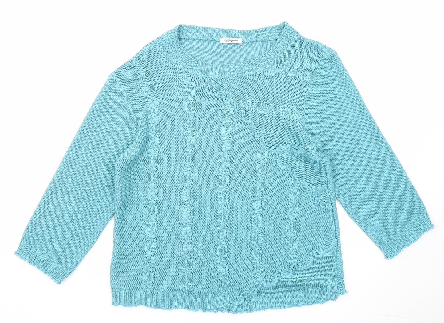 Simply Stockshop Womens Blue Round Neck Acrylic Pullover Jumper Size L - Size L-XL