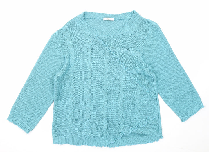 Simply Stockshop Womens Blue Round Neck Acrylic Pullover Jumper Size L - Size L-XL