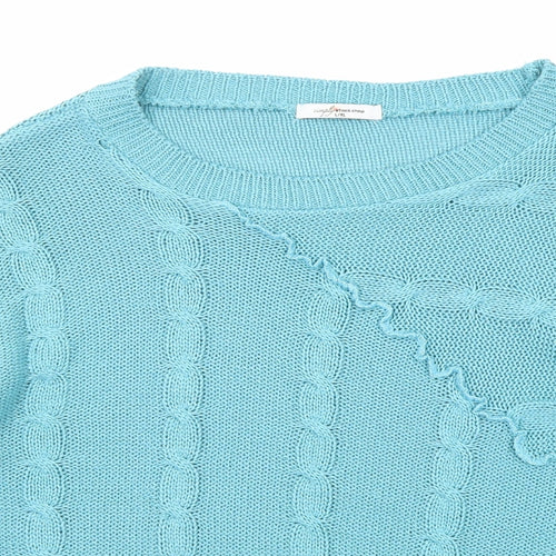Simply Stockshop Womens Blue Round Neck Acrylic Pullover Jumper Size L - Size L-XL