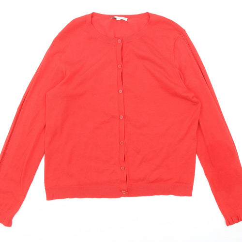 Warehouse Womens Red Round Neck Viscose Cardigan Jumper Size 14
