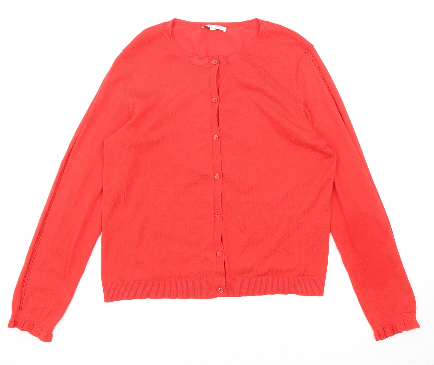 Warehouse Womens Red Round Neck Viscose Cardigan Jumper Size 14