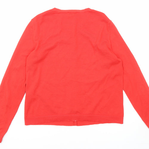Warehouse Womens Red Round Neck Viscose Cardigan Jumper Size 14