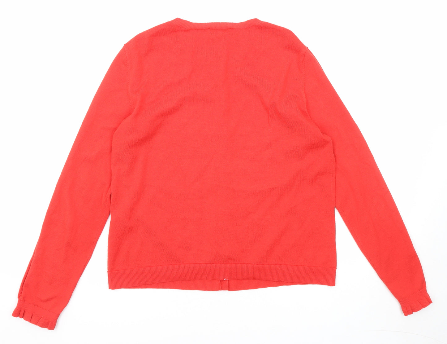 Warehouse Womens Red Round Neck Viscose Cardigan Jumper Size 14
