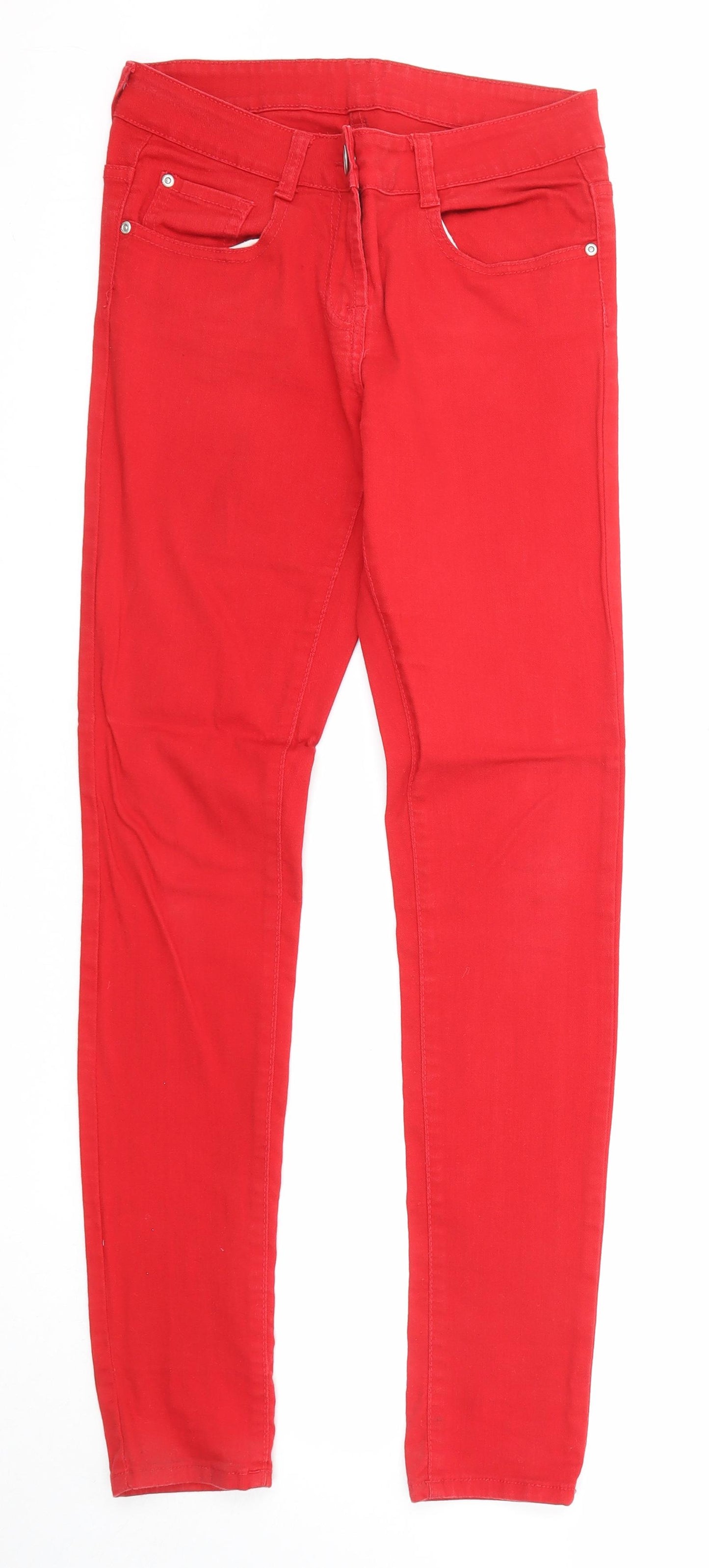 Falmer Heritage Womens Red Cotton Skinny Jeans Size 10 Regular Zip