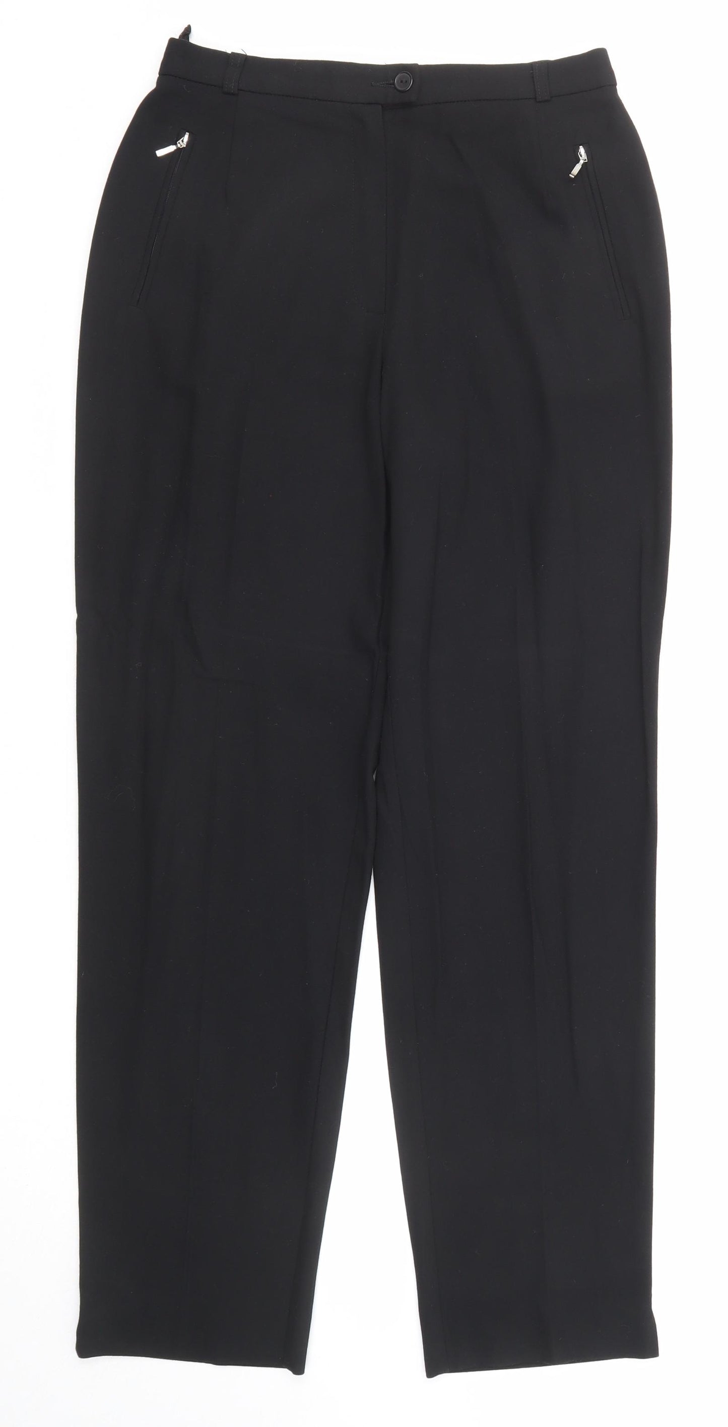 Marks and Spencer Womens Black Polyester Dress Pants Trousers Size 10 Regular Zip