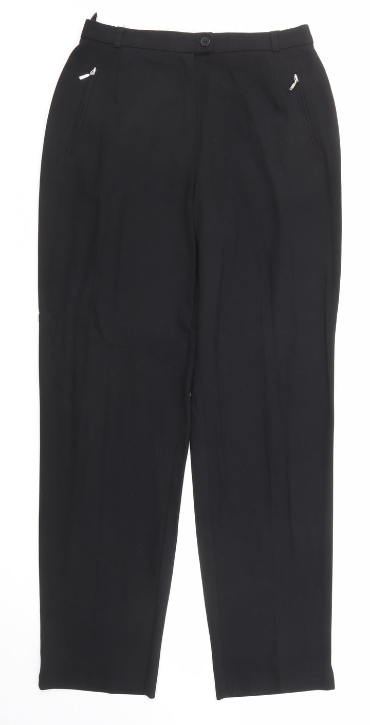 Marks and Spencer Womens Black Polyester Dress Pants Trousers Size 10 Regular Zip