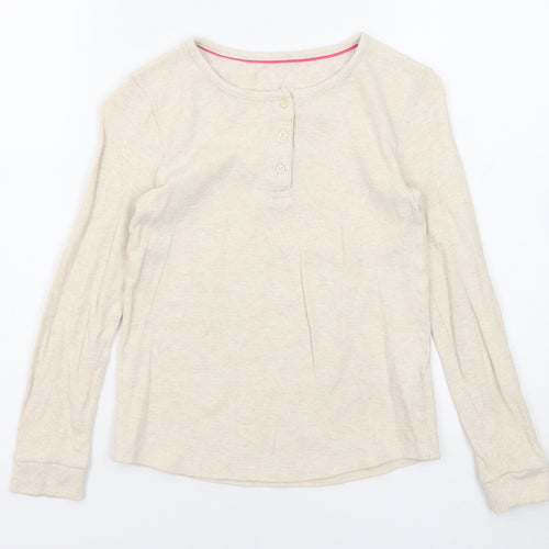 Marks and Spencer Girls Beige Round Neck Cotton Pullover Jumper Size 10-11 Years Pullover