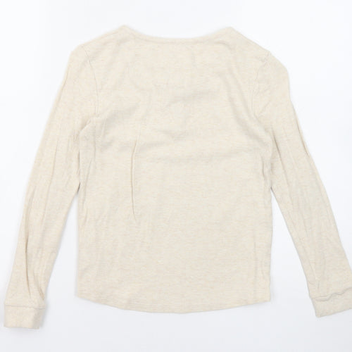 Marks and Spencer Girls Beige Round Neck Cotton Pullover Jumper Size 10-11 Years Pullover