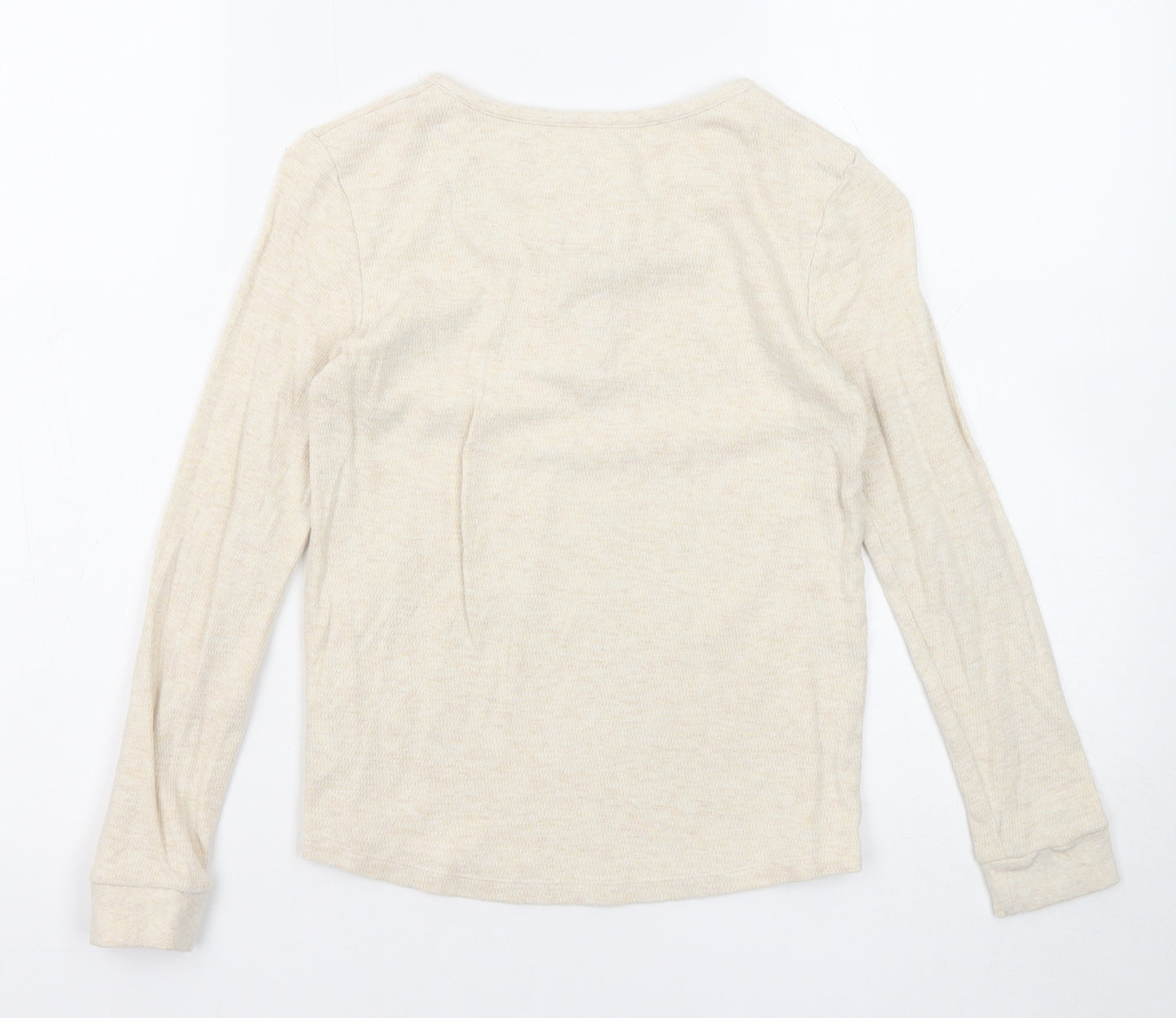 Marks and Spencer Girls Beige Round Neck Cotton Pullover Jumper Size 10-11 Years Pullover