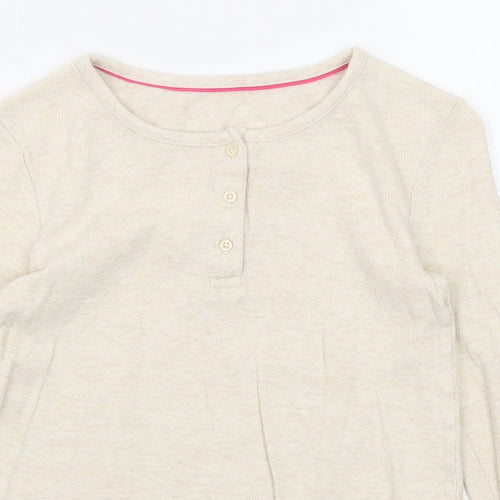Marks and Spencer Girls Beige Round Neck Cotton Pullover Jumper Size 10-11 Years Pullover