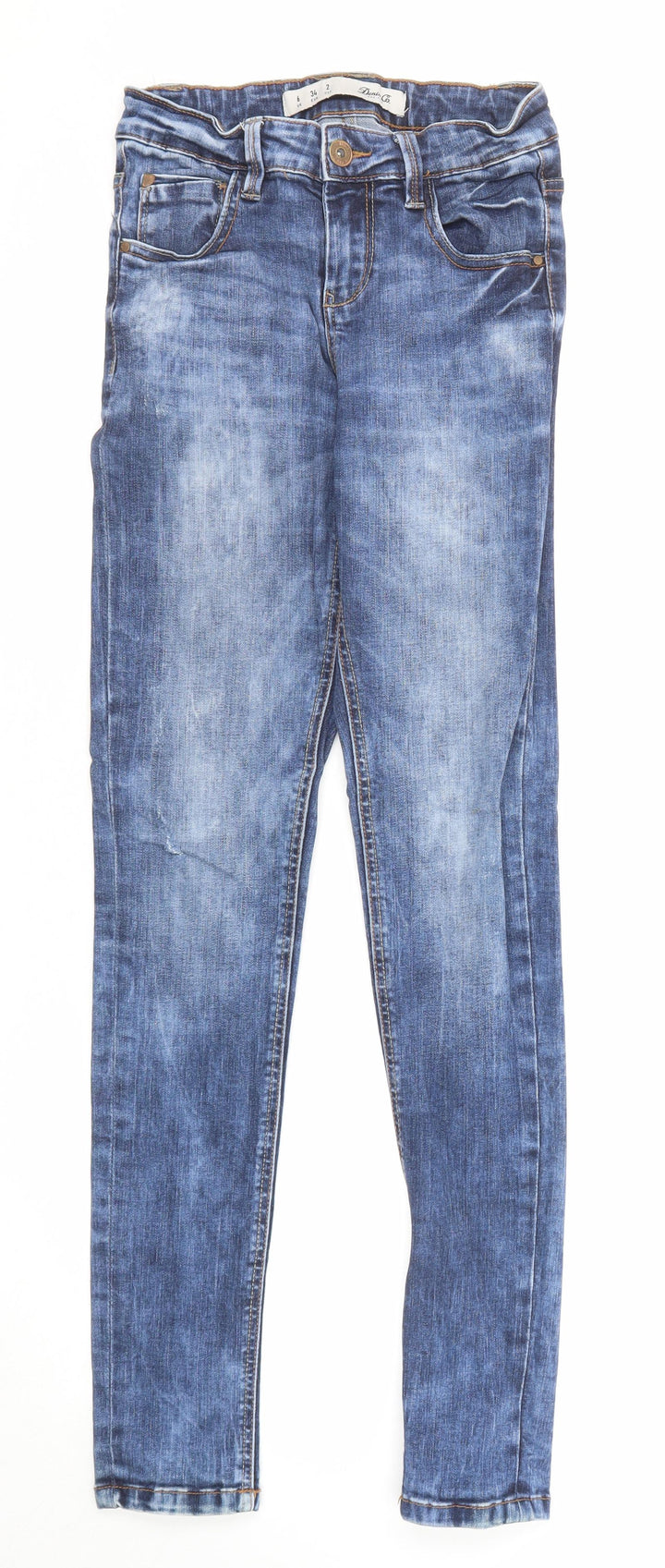 Denim & Co. Womens Blue Cotton Skinny Jeans Size 6 Regular Zip