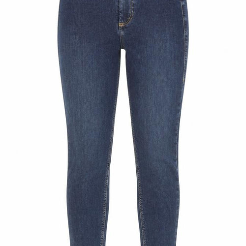 Topshop Womens Blue Cotton Skinny Jeans Size 26 in L30 in Regular Zip - Distressed Hem Look