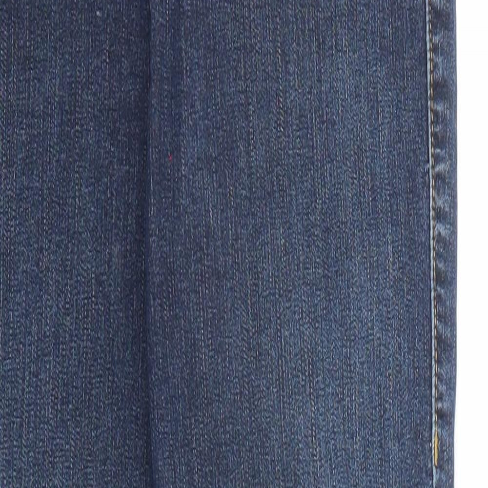 Topshop Womens Blue Cotton Skinny Jeans Size 26 in L30 in Regular Zip - Distressed Hem Look