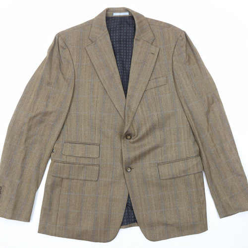 NEXT Mens Brown Striped Wool Jacket Blazer Size 42 Regular - Five-Button Sleeve