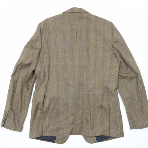 NEXT Mens Brown Striped Wool Jacket Blazer Size 42 Regular - Five-Button Sleeve