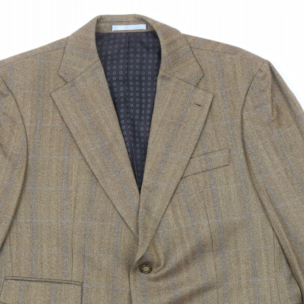NEXT Mens Brown Striped Wool Jacket Blazer Size 42 Regular - Five-Button Sleeve