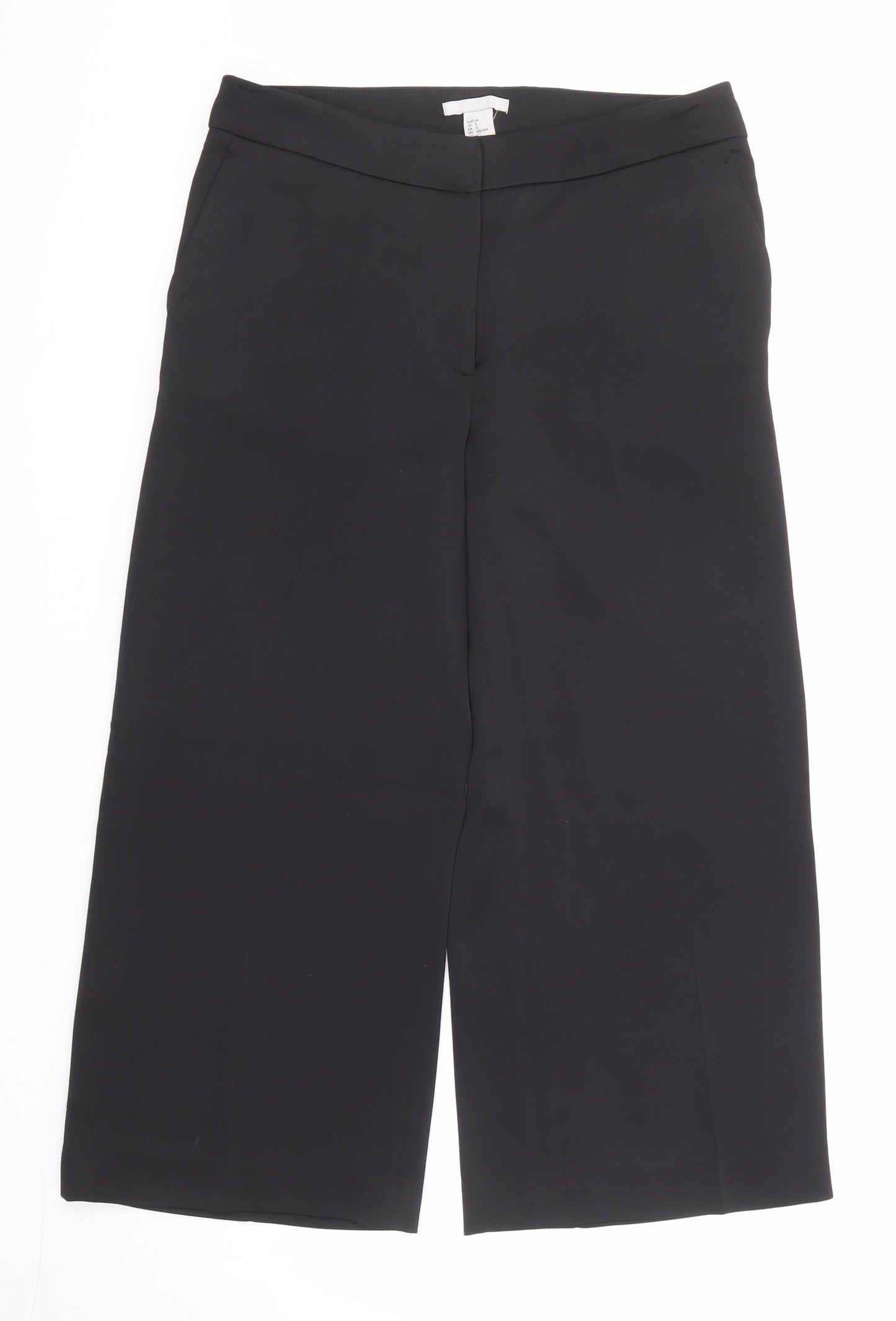 H&M Womens Black Polyester Trousers Size 8 Regular Zip