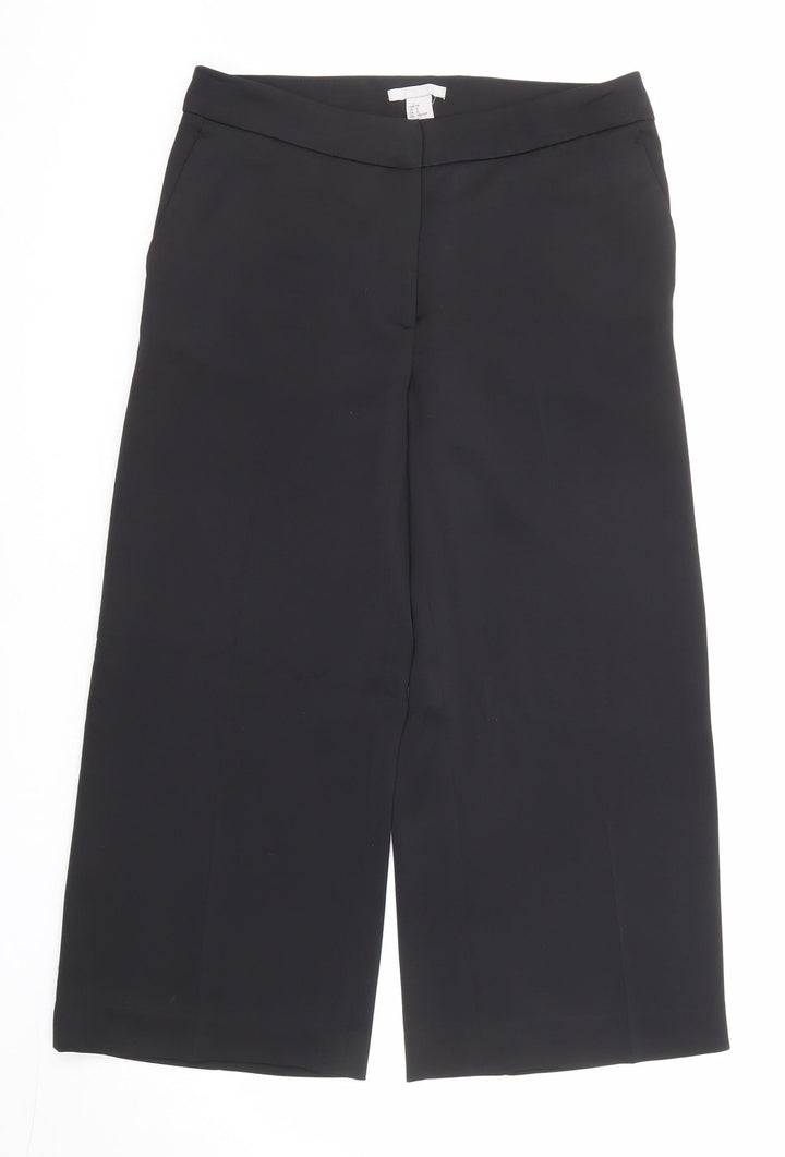 H&M Womens Black Polyester Trousers Size 8 Regular Zip
