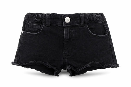 River Island Girls Black Cotton Cut-Off Shorts Size 9-10 Years Regular Zip
