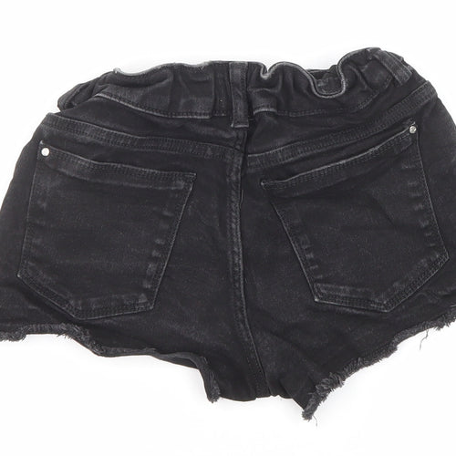 River Island Girls Black Cotton Cut-Off Shorts Size 9-10 Years Regular Zip