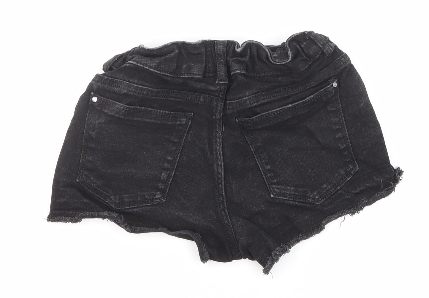 River Island Girls Black Cotton Cut-Off Shorts Size 9-10 Years Regular Zip