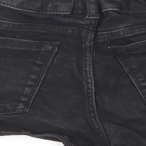 River Island Girls Black Cotton Cut-Off Shorts Size 9-10 Years Regular Zip