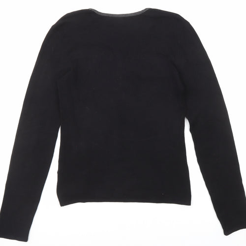 Debbie Morgan Womens Black V-Neck Viscose Pullover Jumper Size S - Size S-M