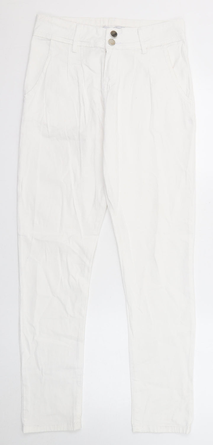Vertu Womens White Cotton Skinny Jeans Size 10 Regular Zip