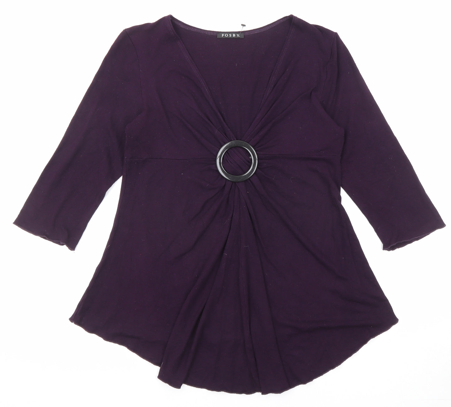 Fosby Womens Purple Viscose Basic Blouse Size 16 V-Neck
