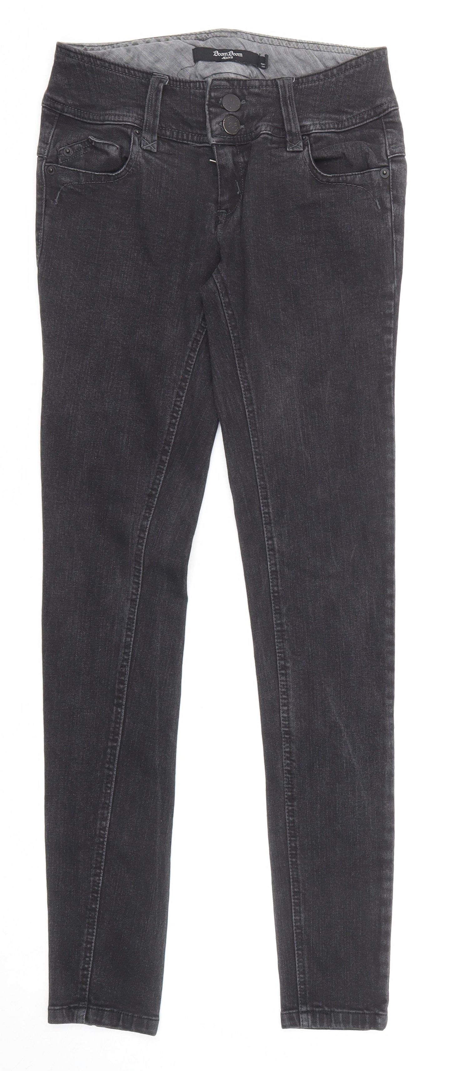Boom Boom Jeans Womens Black Cotton Skinny Jeans Size 24 in Regular Zip