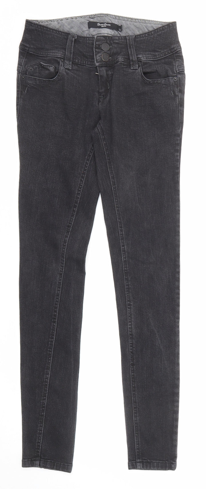 Boom Boom Jeans Womens Black Cotton Skinny Jeans Size 24 in Regular Zip