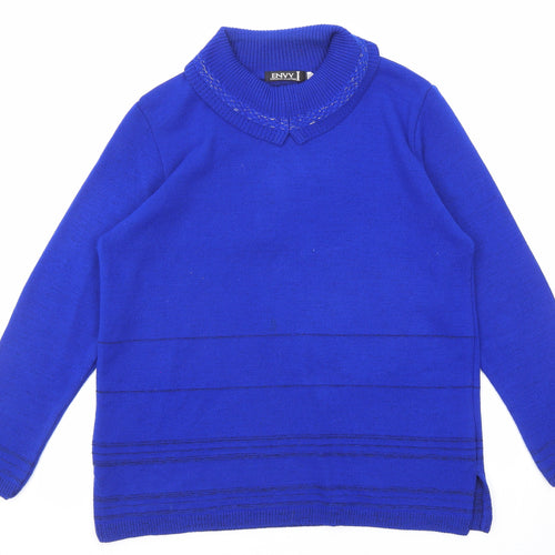 Envy Womens Blue Roll Neck Acrylic Pullover Jumper Size M - Size M-L