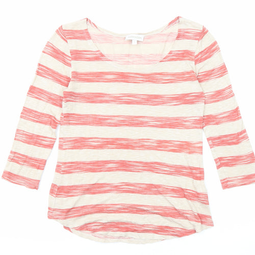 Monsoon Womens Red Striped Viscose Basic Blouse Size S Round Neck