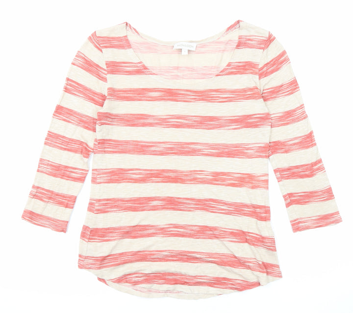 Monsoon Womens Red Striped Viscose Basic Blouse Size S Round Neck