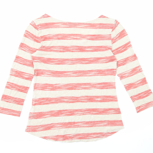 Monsoon Womens Red Striped Viscose Basic Blouse Size S Round Neck