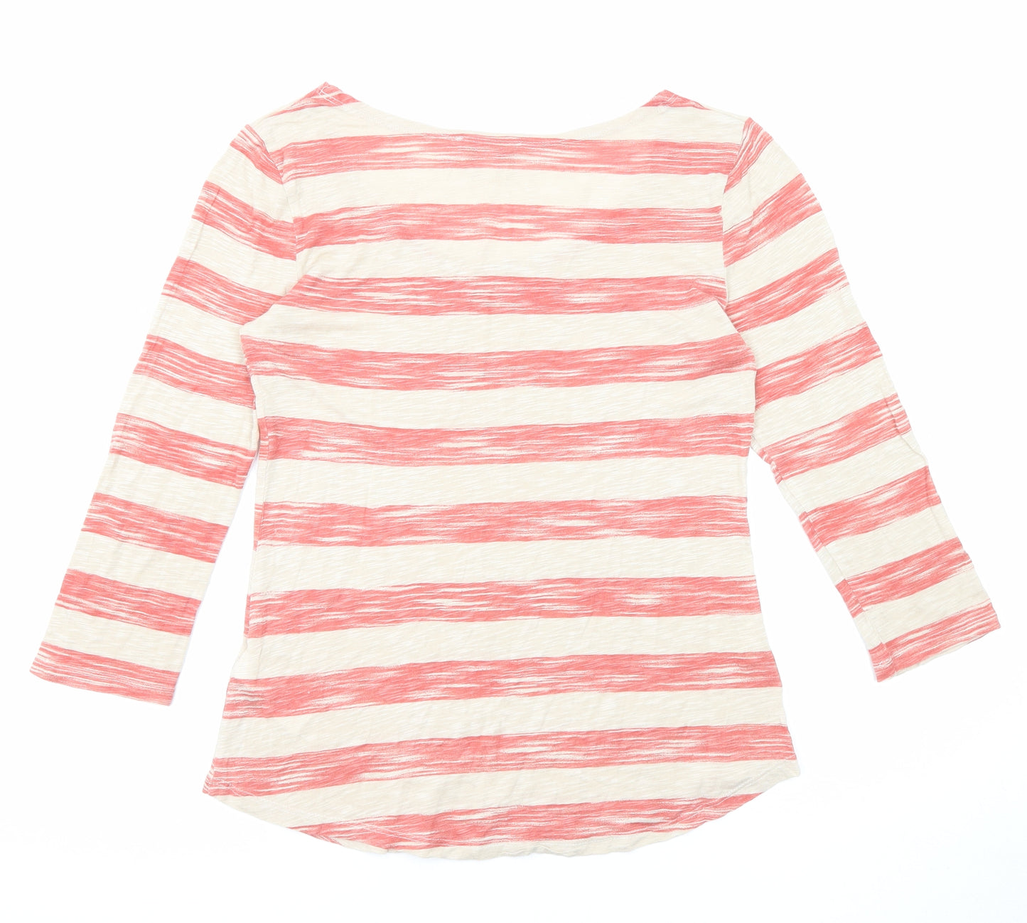 Monsoon Womens Red Striped Viscose Basic Blouse Size S Round Neck