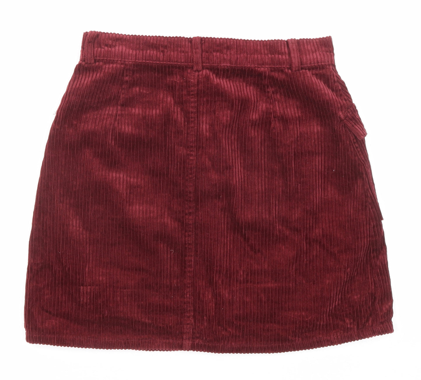 Denim & Co. Womens Red Cotton A-Line Skirt Size 8 Button