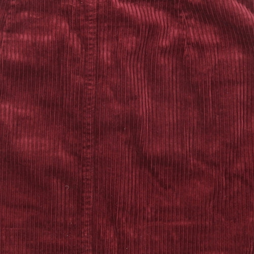 Denim & Co. Womens Red Cotton A-Line Skirt Size 8 Button