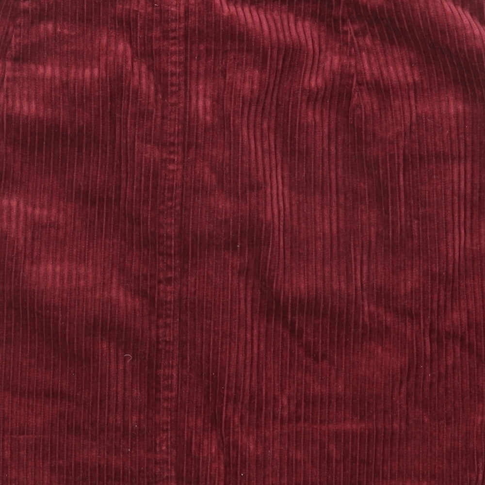 Denim & Co. Womens Red Cotton A-Line Skirt Size 8 Button