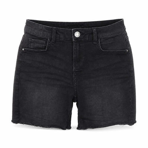 Denim & Co. Womens Black Cotton Cut-Off Shorts Size 8 Regular Zip
