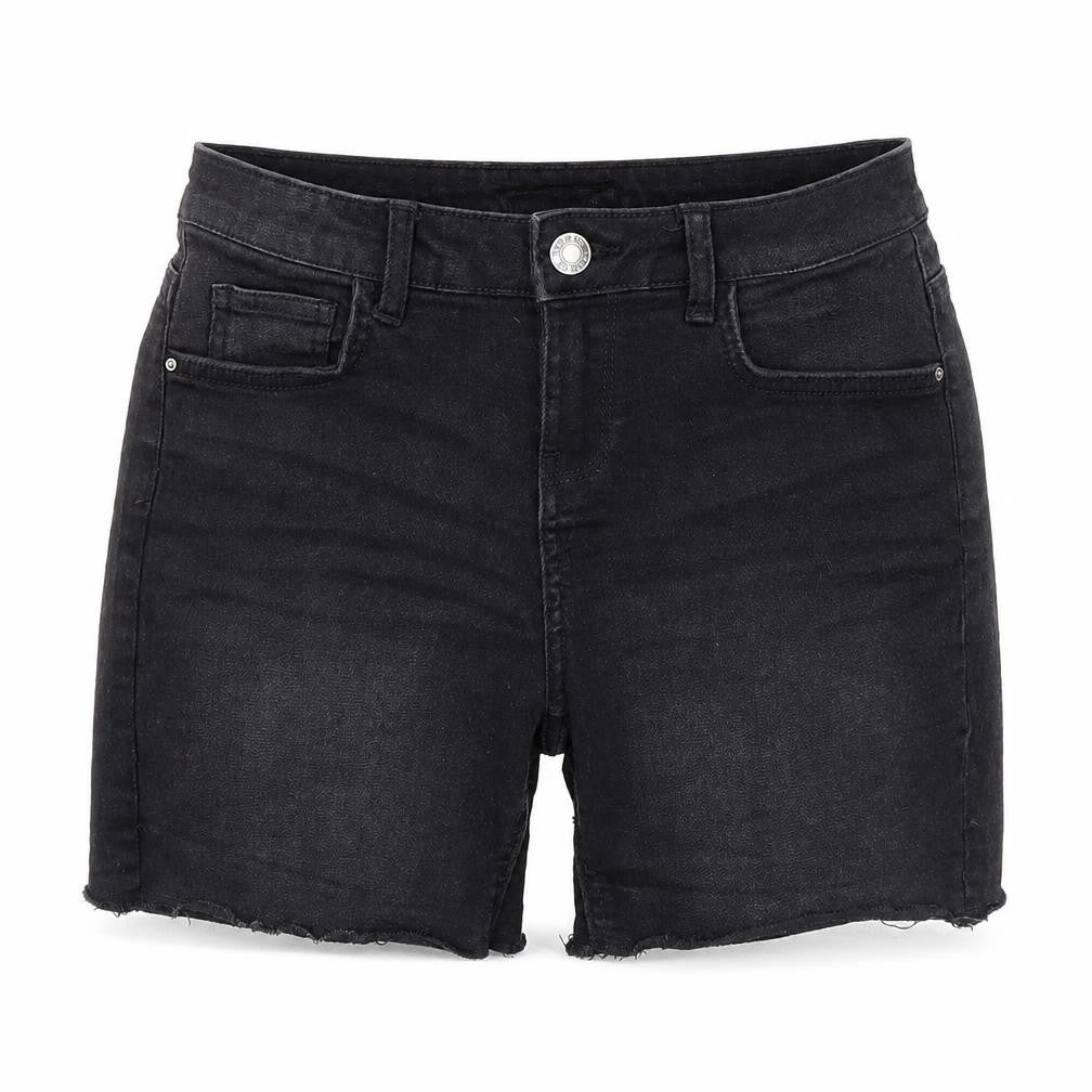 Denim & Co. Womens Black Cotton Cut-Off Shorts Size 8 Regular Zip