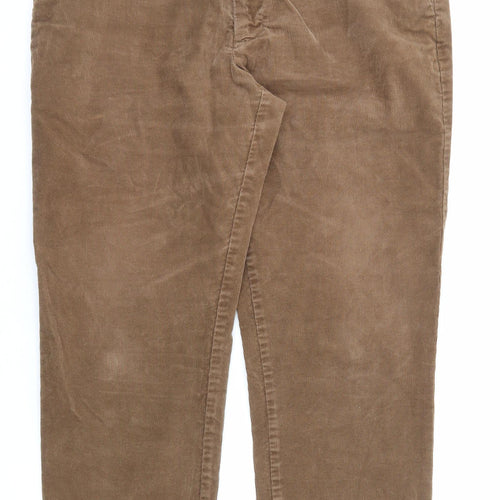 Marks and Spencer Mens Brown Cotton Trousers Size 36 in L29 in Regular Zip