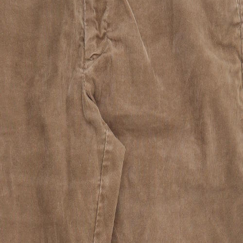 Marks and Spencer Mens Brown Cotton Trousers Size 36 in L29 in Regular Zip