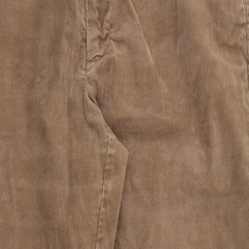 Marks and Spencer Mens Brown Cotton Trousers Size 36 in L29 in Regular Zip
