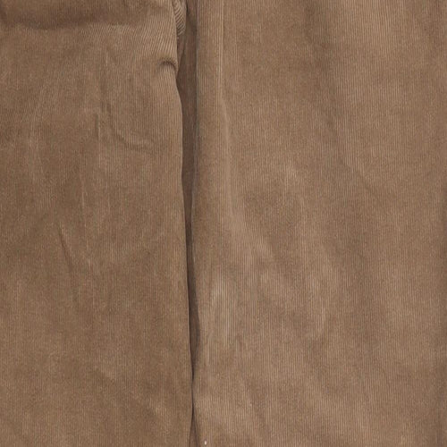 Marks and Spencer Mens Brown Cotton Trousers Size 36 in L29 in Regular Zip