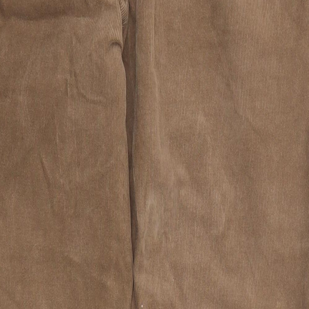 Marks and Spencer Mens Brown Cotton Trousers Size 36 in L29 in Regular Zip