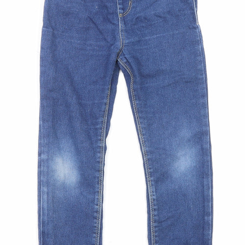 Denim & Co. Girls Blue Cotton Skinny Jeans Size 5-6 Years Regular Pullover